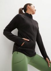 Bluza rozpinana z polaru, z kieszeniami z zamkiem. Czarne bluzy damskie bonprix, bez wzorów, z polaru, bez kaptura. Za 122.99 zł.