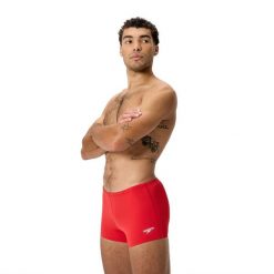 Spodenki kąpielowe męskie Speedo End+ Logo Aquashort. Czerwone kąpielówki męskie Speedo, m, bez wzorów, na fitness i siłownię. Za 144.49 zł.