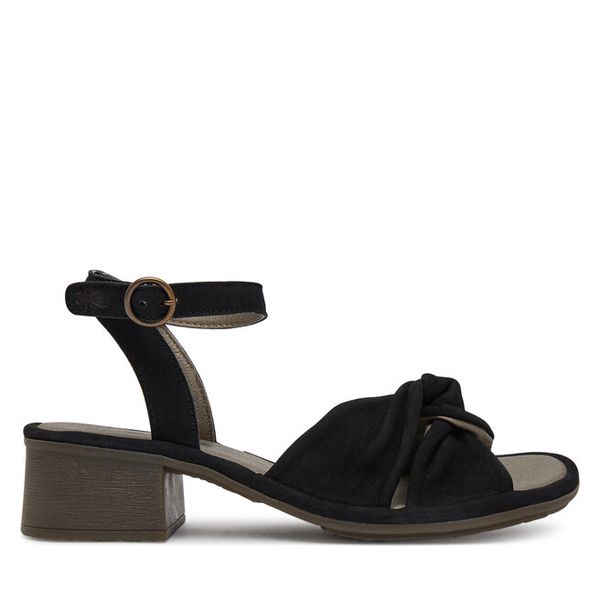Sandały Fly London. Czarne sandały damskie Fly London, bez wzorów, bez obcasa, na słupku, bez zapięcia. Za 309.99 zł.