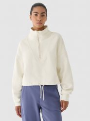 4F Bluza dresowa bez kaptura damska 4F x Anna Lewandowska - biała L. Białe bluzy damskie 4f, l, bez wzorów, z bawełny, bez kaptura. W wyprzedaży za 139.99 zł.