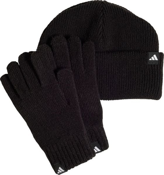 Adidas Komplet dla dzieci czapka rękawiczki czarny JP2783 Młodzieżowa. Czarna czapki dla dzieci Adidas, bez wzorów, z dresówki. Za 108.99 zł.