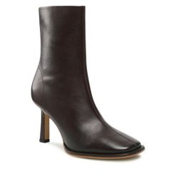 Botki GINO ROSSI. Brązowe botki damskie Gino Rossi, bez obcasa, na szpilce, bez zapięcia. Za 449.99 zł.