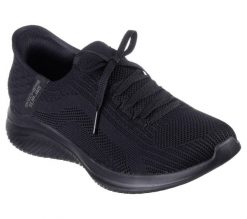 Buty sportowe Sneakersy damskie, Slip-Ins Ultra Flex 3.0 - Brilliant. Czarne obuwie sportowe damskie Skechers, bez wzorów, z materiału, trekkingowe. Za 349.99 zł.