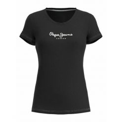Koszulka damska Pepe Jeans New Virginia N. Czarne t-shirty damskie Pepe Jeans, m, bez wzorów, z bawełny, bez kołnierzyka. Za 127.85 zł.