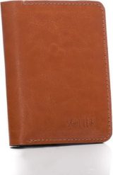 Solier Cienki skórzany męski portfel z bilonówką SOLIER SLIM JASNY BRĄZ. Portfele męskie Solier, bez wzorów. Za 67.00 zł.