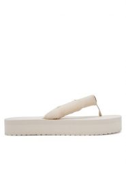 Calvin Klein Jeans Japonki Beach Sandal Flatform Ttxr Satin YW0YW01723 Beżowy. Brązowe klapki damskie Calvin Klein Jeans, bez wzorów, z jeansu, bez obcasa. Za 129.99 zł.