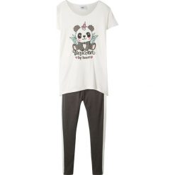 T-shirt + legginsy (2 części) bonprix biel wełny - antracytowy melanż. Legginsy dla dziewczynek marki bonprix. Za 54.99 zł.