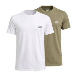 MESKA KOSZULKA LEE ZESTAW DWUPAK CREW MRCNTL GREEN BRGT WH 112370575. Zielone t-shirty męskie Lee, xxl, bez wzorów, bez kołnierzyka. Za 139.99 zł.