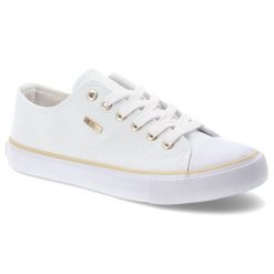 Trampki damskie Big Star, materiałowa cholewka sznurowany fason klasyczna biała podeszwa złote detale minimalistyczny design, białe, TT274772. Białe trampki i tenisówki damskie Big Star, bez wzorów, z materiału, klasyczne, bez zapięcia. Za 129.00 zł.