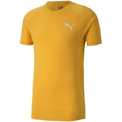 Koszulka piłkarska męska Puma Evostripe Lite Tee. Żółte koszulki sportowe męskie Puma, m, bez wzorów, bez kołnierzyka, bez ramiączek, do piłki nożnej. Za 43.90 zł.