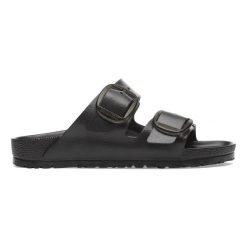 Klapki damskie BIRKENSTOCK Arizona Big Buckle EVA Black. Czarne klapki damskie Birkenstock, bez wzorów, z tworzywa sztucznego, eleganckie, bez obcasa. Za 229.99 zł.