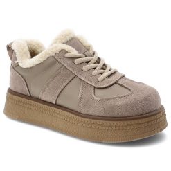 Sneakersy damskie Filippo o sznurowanym fasonie z miękkim ociepleniem kontrastowymi wstawkami i grubą podeszwą beżowe, DP7948/26 BE. Brązowe półbuty damskie Filippo, bez wzorów, z dzianiny, eleganckie, bez obcasa, bez zapięcia. Za 229.00 zł.