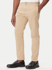 HUGO Chinosy David251D 50530886 Beżowy Slim Fit. Brązowe eleganckie spodnie męskie Hugo, m, bez wzorów, z bawełny. Za 399.99 zł.
