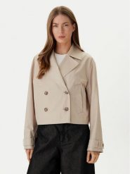 Calvin Klein Trencz LV044B541G Beżowy Regular Fit. Brązowe płaszcze damskie Calvin Klein, xs, bez wzorów, z syntetyku, bez kaptura. Za 699.99 zł.