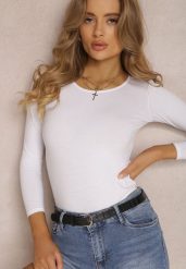 Białe Body Kephanthe. Białe bluzki damskie Renee, l, bez wzorów, z bawełny, klasyczne, bez kołnierzyka, bez ramiączek. Za 29.99 zł.