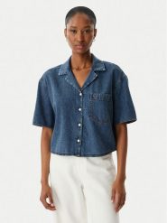 Tommy Jeans Koszula jeansowa DW0DW22216 Niebieski Relaxed Fit. Niebieskie bluzki damskie Tommy Jeans, xl, bez wzorów, z bawełny, bez kołnierzyka, bez ramiączek. Za 409.99 zł.