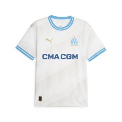 Męska replika domowej koszulki Olympique de Marseille PUMA White. Białe koszulki sportowe męskie Puma, m, bez wzorów, bez kołnierzyka, bez ramiączek, do biegania. W wyprzedaży za 347.00 zł.