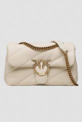 PINKO Biała torebka Love Puff Classic. Białe torebki do ręki damskie Pinko, bez wzorów, ze skóry, bez dodatków. W wyprzedaży za 1,389.99 zł.