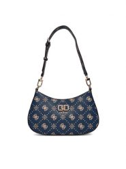 Guess Torebka Emelie Logo HWGP99 28180 Granatowy. Niebieskie torebki do ręki damskie Guess, z aplikacjami, ze skóry, bez dodatków. Za 609.99 zł.