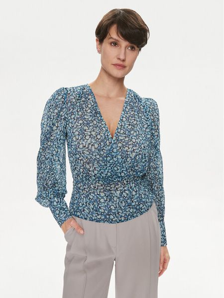 Morgan Bluzka 241-OLAGO.F Niebieski Regular Fit. Niebieskie bluzki damskie Morgan, bez wzorów, z syntetyku, bez kołnierzyka, bez ramiączek. Za 179.99 zł.