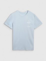 4F T-shirt regular z nadrukiem męski - niebieski XL. Niebieskie koszulki sportowe męskie 4f, m, bez wzorów, z bawełny, klasyczne, bez kołnierzyka. Za 69.99 zł.