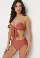 Jasnobrązowe Bikini Biustonosz z Ozdobnym Wiązaniem i Majtki Figi Fevonellea. Brązowe bikini damskie Born2be, na lato, l, z aplikacjami. Za 64.99 zł.