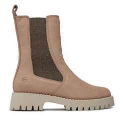 Sztyblety Tamaris. Brązowe botki damskie Tamaris, bez obcasa, na płaskiej podeszwie, bez zapięcia. Za 479.99 zł.