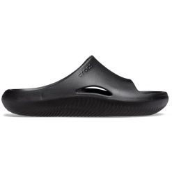 Klapki dla dorosłych Crocs Mellow Recovery Slide. Czarne klapki damskie Crocs, bez wzorów, sportowe, bez obcasa. W wyprzedaży za 142.97 zł.