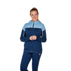 Damska bluza dresowa z kapturem Erima Change. Niebieskie bluzy sportowe damskie Erima, bez wzorów, z dresówki, z kapturem, na fitness i siłownię. W wyprzedaży za 275.50 zł.