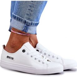 Damskie Niskie Skórzane Trampki Big Star KK274010 Białe. Białe trampki i tenisówki damskie bez wzorów, z gumy, klasyczne, bez zapięcia. Za 176.25 zł.