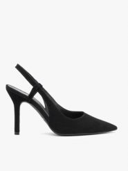 Czarne czółenka bez pięty na szpilce. Czarne czółenka damskie Ryłko, bez wzorów, z gumy, bez obcasa, na obcasie, bez zapięcia. W wyprzedaży za 341.99 zł.