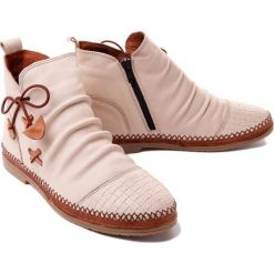 MANITU 990053-81 offwhite, botki damskie. Brązowe botki damskie Manitu, na zimę, ze skóry, bez obcasa, bez zapięcia. Za 324.90 zł.