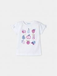 Mayoral T-Shirt 3084 Biały Regular Fit. Białe t-shirty i topy dla dziewczynek Mayoral, bez wzorów, z bawełny, bez ramiączek. Za 79.99 zł.
