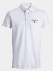 Jack & Jones Polo Jprblaalfie 12259678 Biały Regular Fit. Białe koszulki polo męskie Jack & Jones, l, bez wzorów, z bawełny, bez ramiączek. Za 79.99 zł.