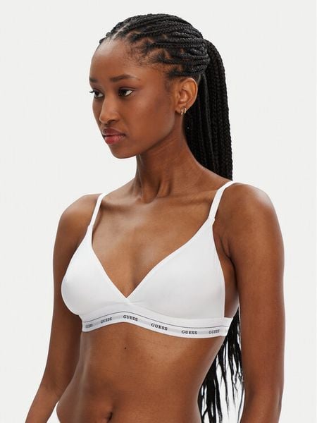Guess Biustonosz z fiszbiną O4YC16 KCF20 Biały. Białe biustonosze Guess, z aplikacjami, z syntetyku. Za 79.99 zł.