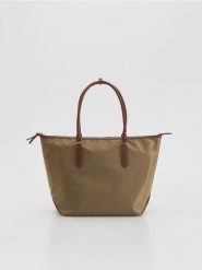 Tkaninowa torebka shopper - beżowy. Brązowe torebki shopper damskie Reserved, bez wzorów, z tkaniny, bez dodatków. Za 119.99 zł.