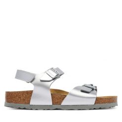 Sandały Birkenstock. Szare sandały dziewczęce Birkenstock, bez zapięcia. Za 369.99 zł.