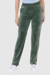 JUICY COUTURE Welurowe zielone spodnie dresowe diamante bottoms. Zielone spodnie dresowe damskie Juicy Couture, s, bez wzorów, z dresówki. W wyprzedaży za 329.99 zł.