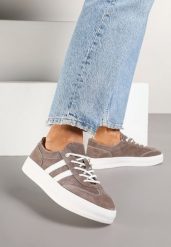 Brązowe Sneakersy Tenisówki ze Skóry Naturalnej na Niskiej Platformie Eleadria. Brązowe trampki i tenisówki damskie Renee, bez wzorów, z jeansu, biznesowe, bez zapięcia. Za 189.99 zł.