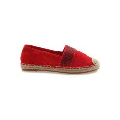 Czerwone espadryle 6548. Czerwone espadryle damskie ButyModne, bez wzorów, wakacyjne, bez obcasa, bez zapięcia. Za 59.00 zł.