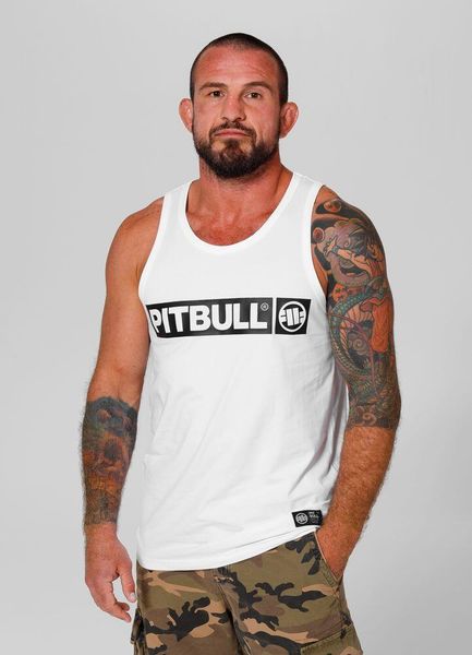 Tank męski Pitbull Top Slim Fit Hilltop. Białe t-shirty męskie PITBULL, na lato, l, z aplikacjami, z bawełny, klasyczne, bez kołnierzyka. Za 73.99 zł.