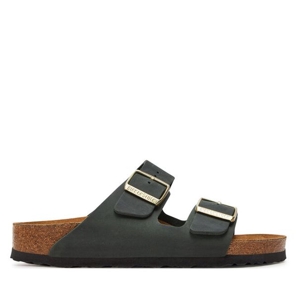 Klapki Birkenstock. Zielone klapki damskie Birkenstock, bez wzorów, bez obcasa. Za 399.99 zł.