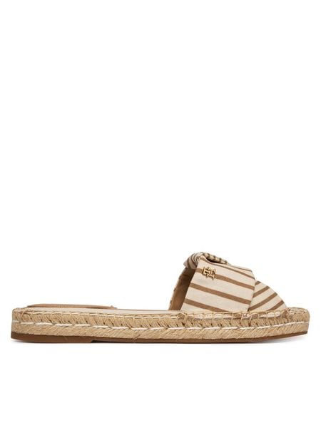 Tommy Hilfiger Klapki Canvas FW0FW09140 Beżowy. Brązowe klapki damskie Tommy Hilfiger, bez wzorów, z materiału, bez obcasa. Za 359.99 zł.