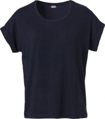 Clique T-shirt damski Katy miękki, luźny fason – dark navy. Niebieskie t-shirty damskie CLIQUE, l, bez wzorów, z elastanu, bez kołnierzyka. Za 124.47 zł.