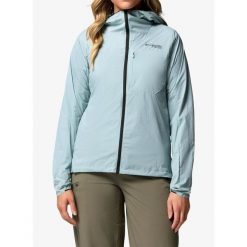 Kurtka wiatrówka damska Columbia Khyex Pro Wind Jacket. Niebieskie kurtki damskie Columbia, bez wzorów, z softshellu, bez kaptura, trekkingowe. Za 478.49 zł.
