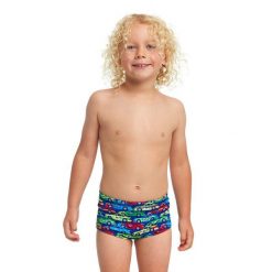 Kąpielówki spodenki na basen chłopięce Funky Trunks Car. Niebieskie kąpielówki dla chłopców FUNKY TRUNKS, bez wzorów. Za 65.99 zł.
