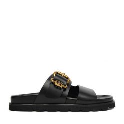 Klapki GINO ROSSI. Czarne klapki damskie Gino Rossi, bez wzorów, bez obcasa. Za 329.99 zł.