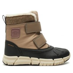 Śniegowce Geox. Brązowe śniegowce dziewczęce Geox, bez zapięcia. Za 359.99 zł.