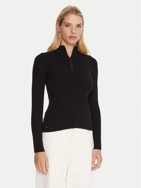Lacoste Sweter AF4144 Czarny Regular Fit. Czarne swetry damskie Lacoste, bez wzorów, bez kołnierzyka, bez ramiączek, bez kaptura. Za 779.99 zł.