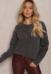 Szary Sweter z Domieszką Wełny Torissia. Szare swetry damskie Renee, bez wzorów, z wełny, biznesowe, bez kołnierzyka, bez ramiączek, długie, bez kaptura. Za 139.99 zł.